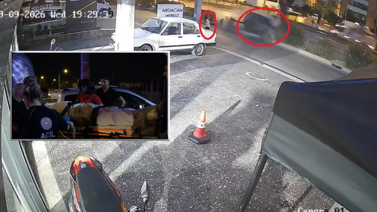 5 saniyeyle bir felaketi atlattı! Otomobilin motoru yola fırladı