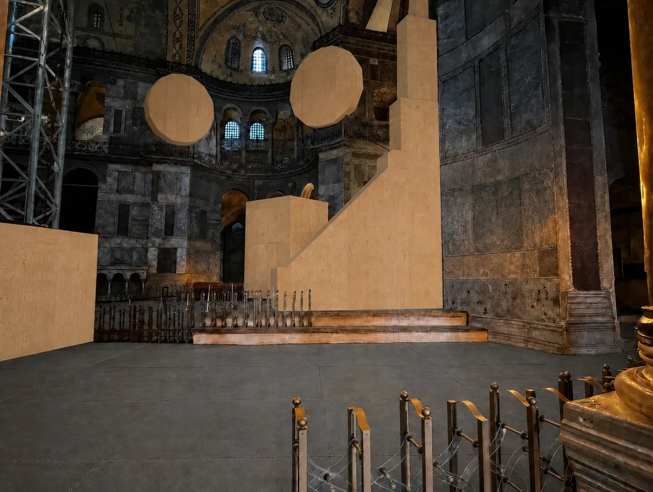 Ayasofya’nın mihrap bölümündeki kubbede güçlendirme ve konservasyon çalışmaları başlıyor