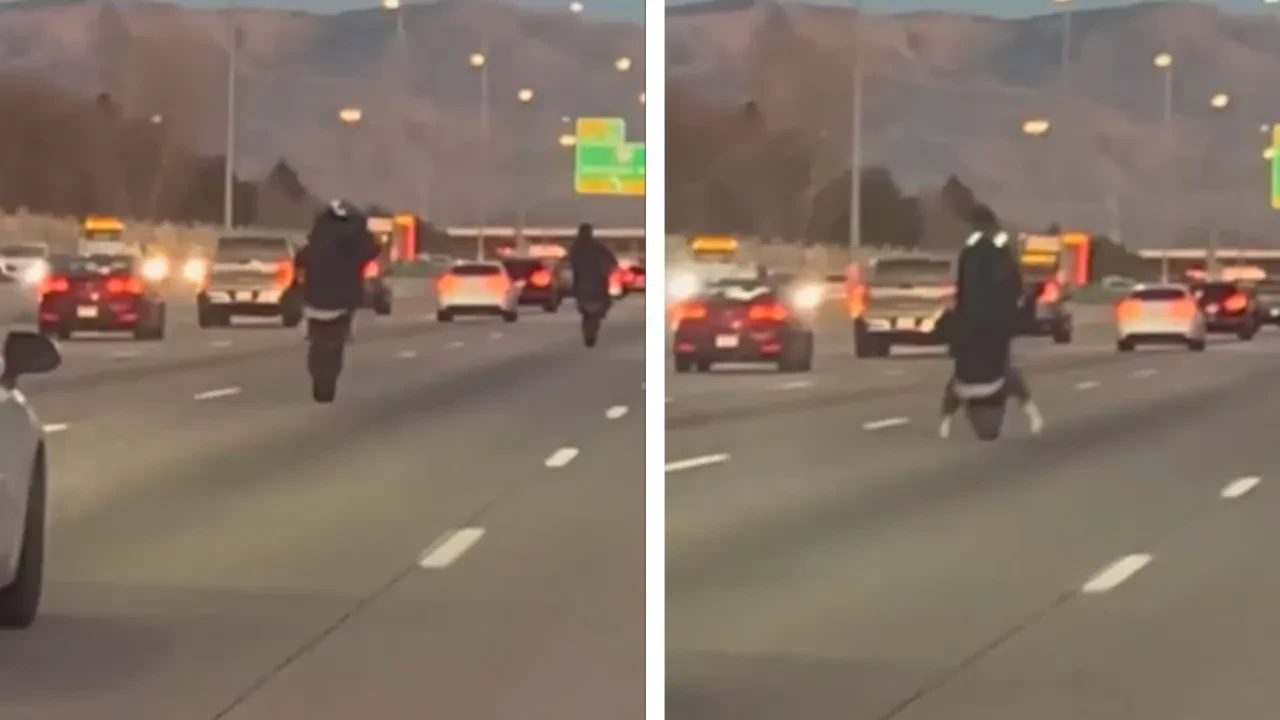 Motosikletlinin şovu kötü bitti! Trafikte tehlike dolu dakikalar