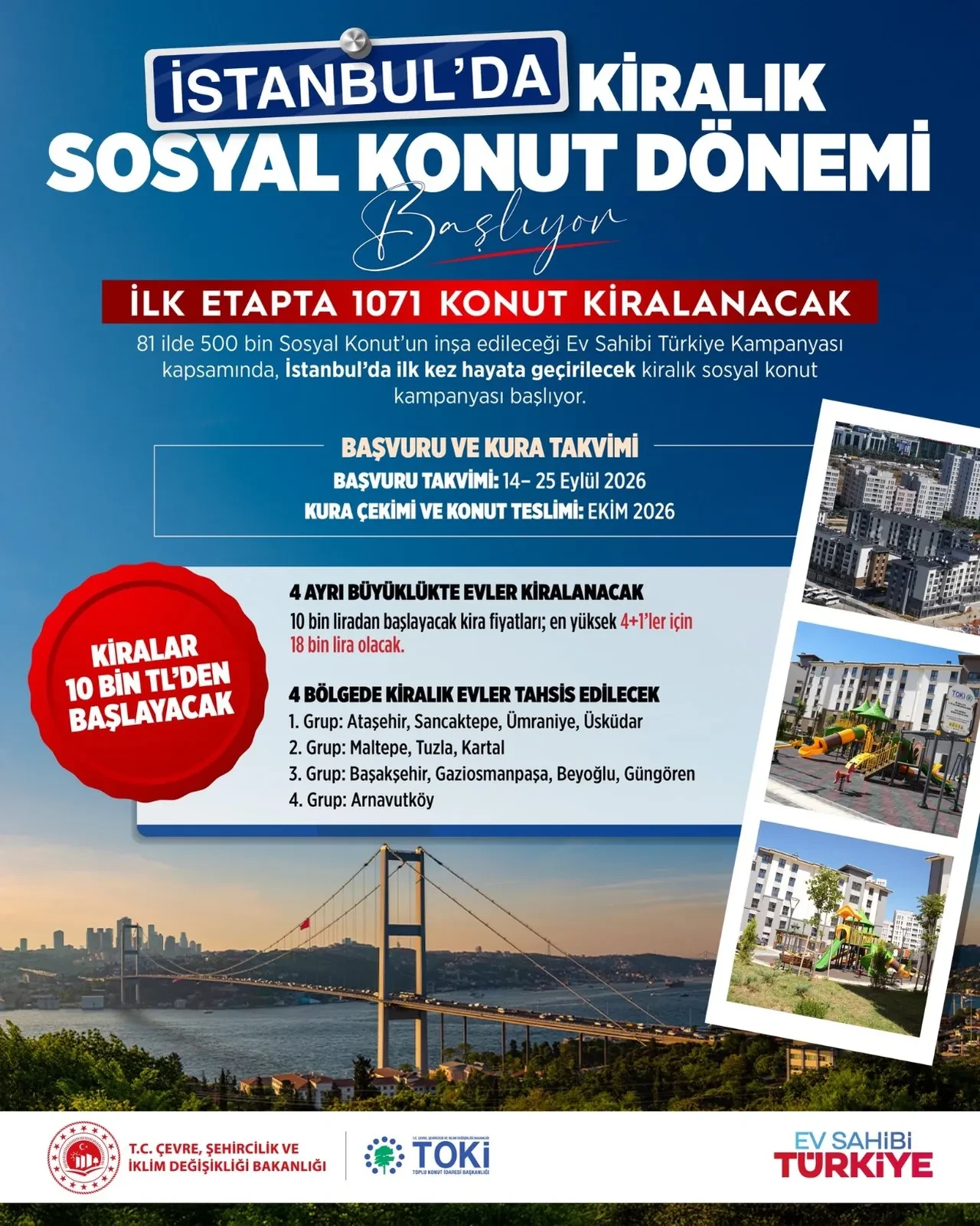 TOKİ İstanbul kiralık konut ilçeleri 2026: TOKİ İstanbul konut kiraları ne kadar olacak? 1+1, 2+1, 3+1 ve 4+1 fiyatları