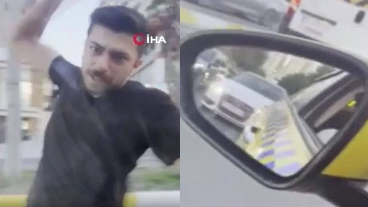 Esenyurt’ta dehşet anları kamerada: Otomobil sürücüsü taksinin camını kırıp şoförü darp etti