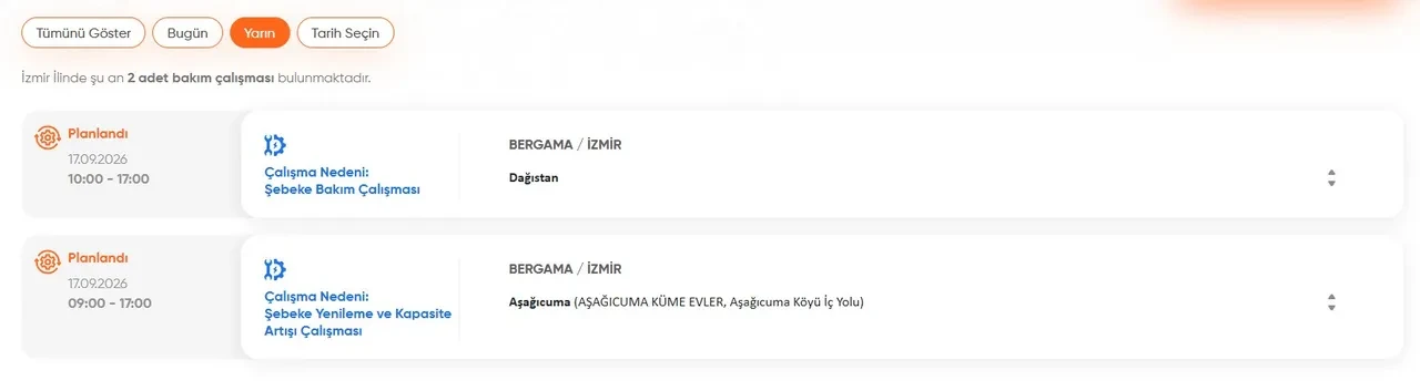 İzmir elektrik kesintisi 16-17-18 Eylül 2026! İzmir GDZ Elektrikler ne zaman gelecek? Bayındır, Ödemiş, Bergama, Dikili, Karşıyaka, Kemalpaşa, Balçova, Karabağlar…