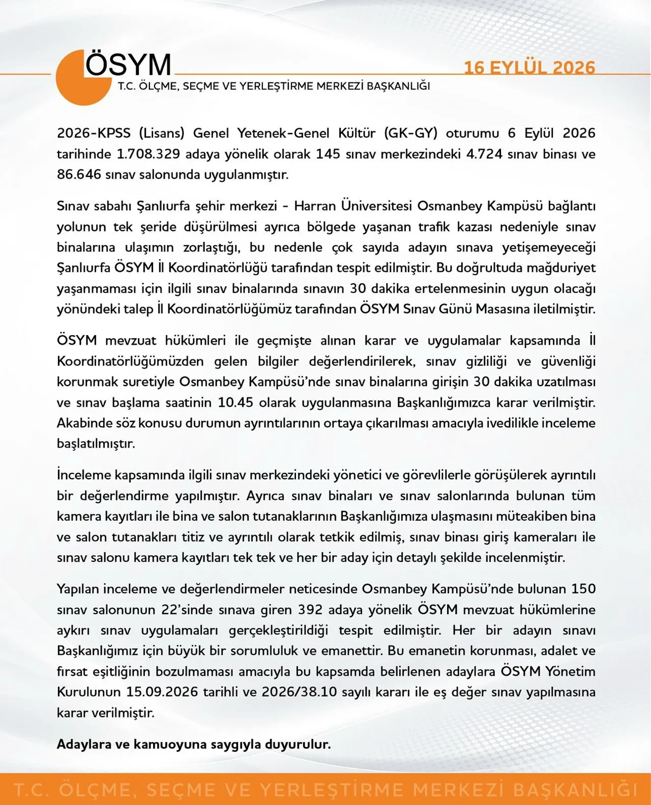 ÖSYM'den açıklama geldi! KPSS 2026 iptal edildi mi, yeniden yapılacak mı?