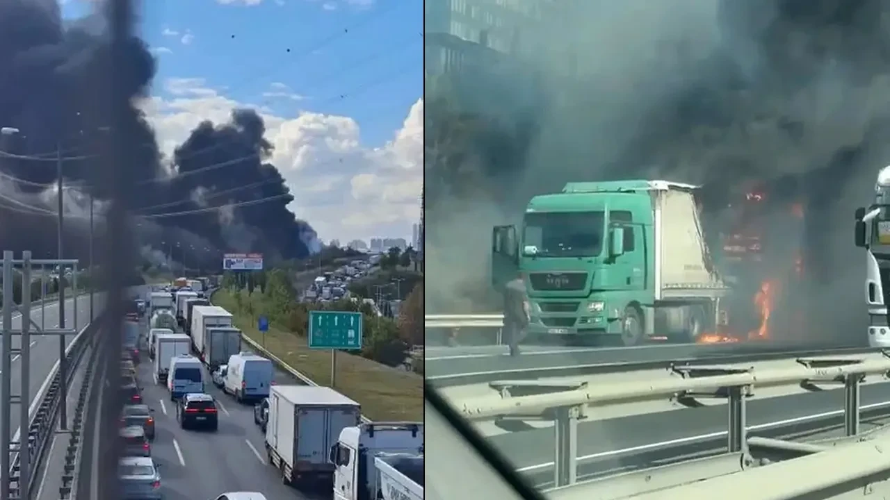 TEM Otoyolunda bir tır alev aldı: Esenyurt yönü trafiğe kapatıldı