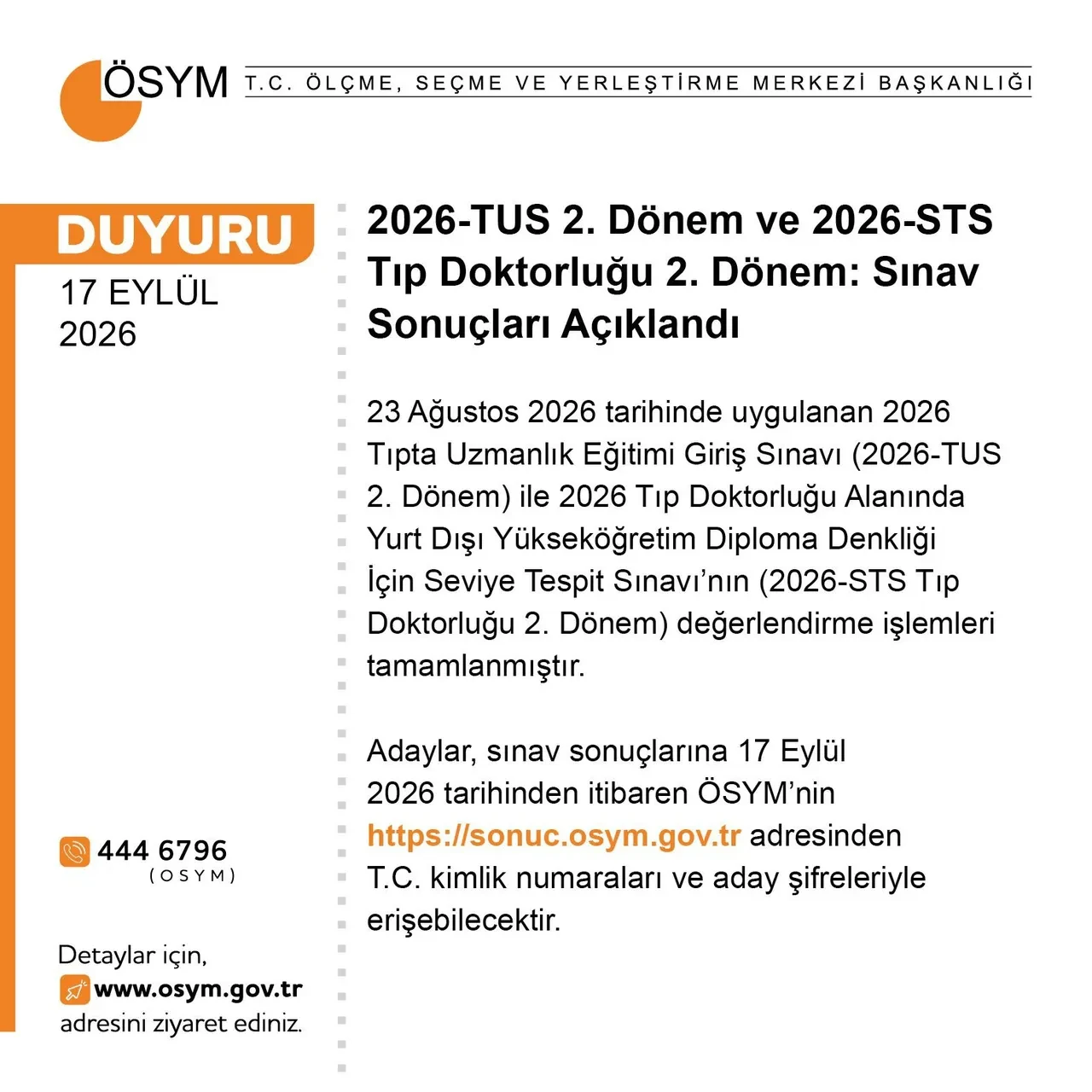 TUS 2026 açıklandı mı? 2026 TUS 2. dönem sonuç sorgulama ekranı erişime açıldı...