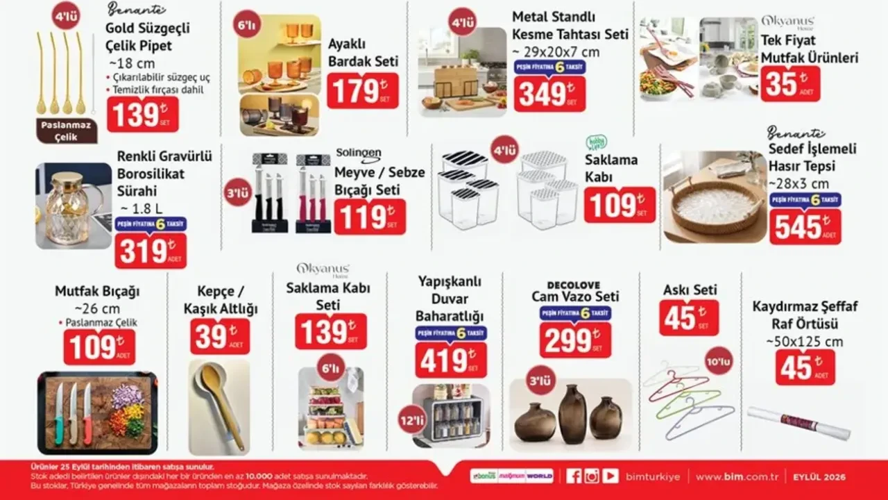  22-25 Eylül BİM aktüel ürünler kataloğu yayımlandı! Tığ seti, moka pot, çocuk valiz ve tek fiyat mutfak ürünleri geliyor...