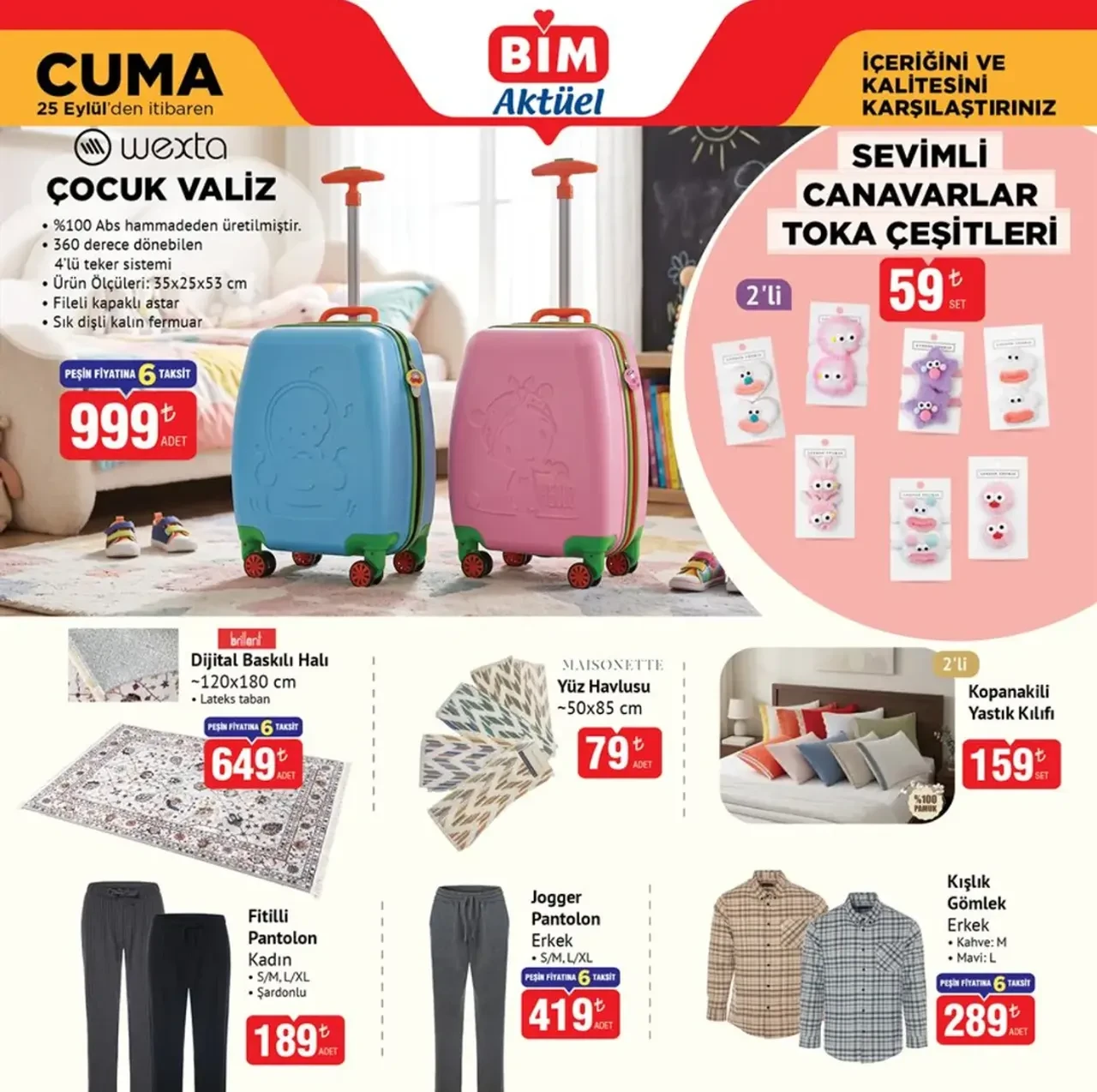  22-25 Eylül BİM aktüel ürünler kataloğu yayımlandı! Tığ seti, moka pot, çocuk valiz ve tek fiyat mutfak ürünleri geliyor...