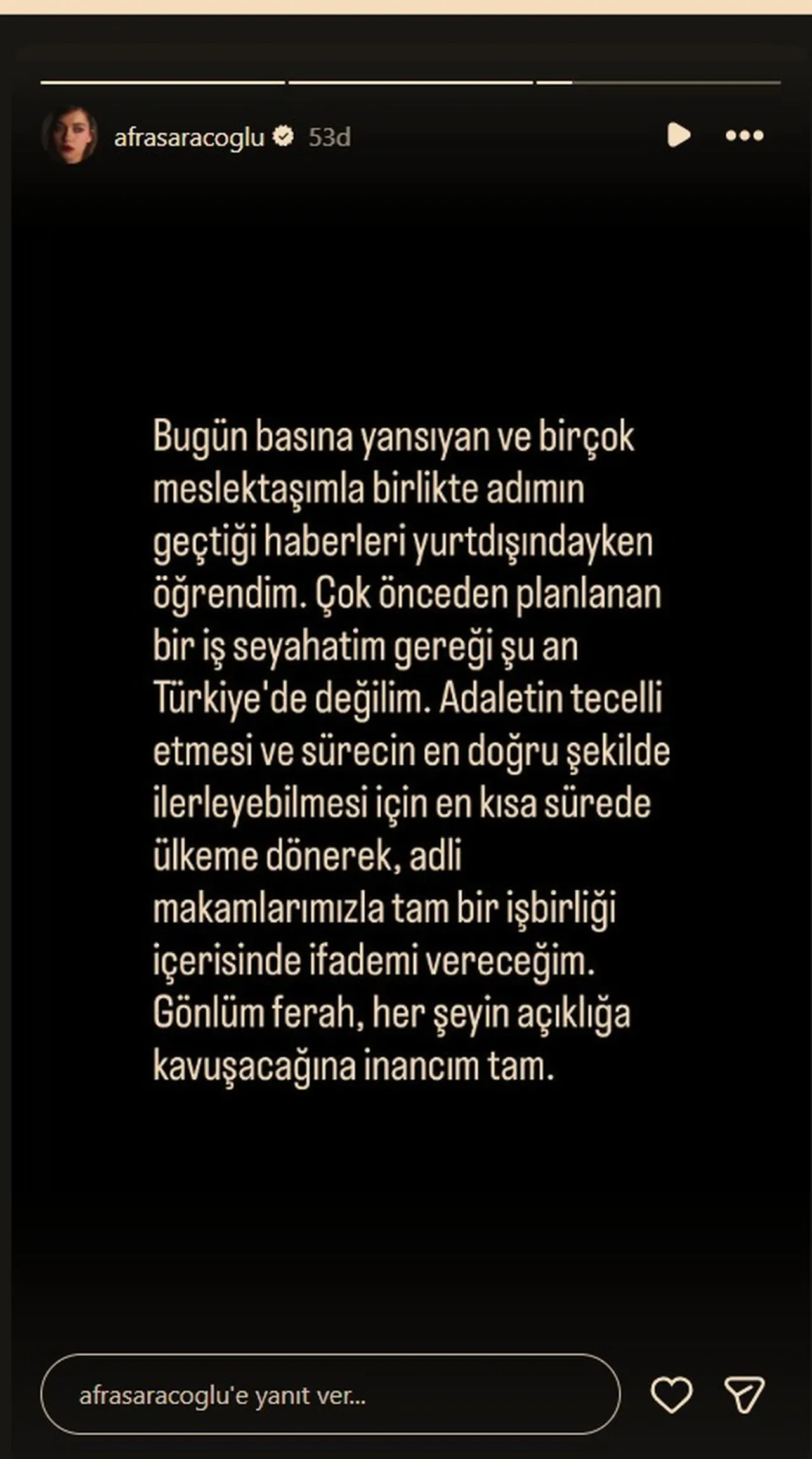 Afra Saraçoğlu'ndan yasaklı madde açıklaması: Yurtdışındayım
