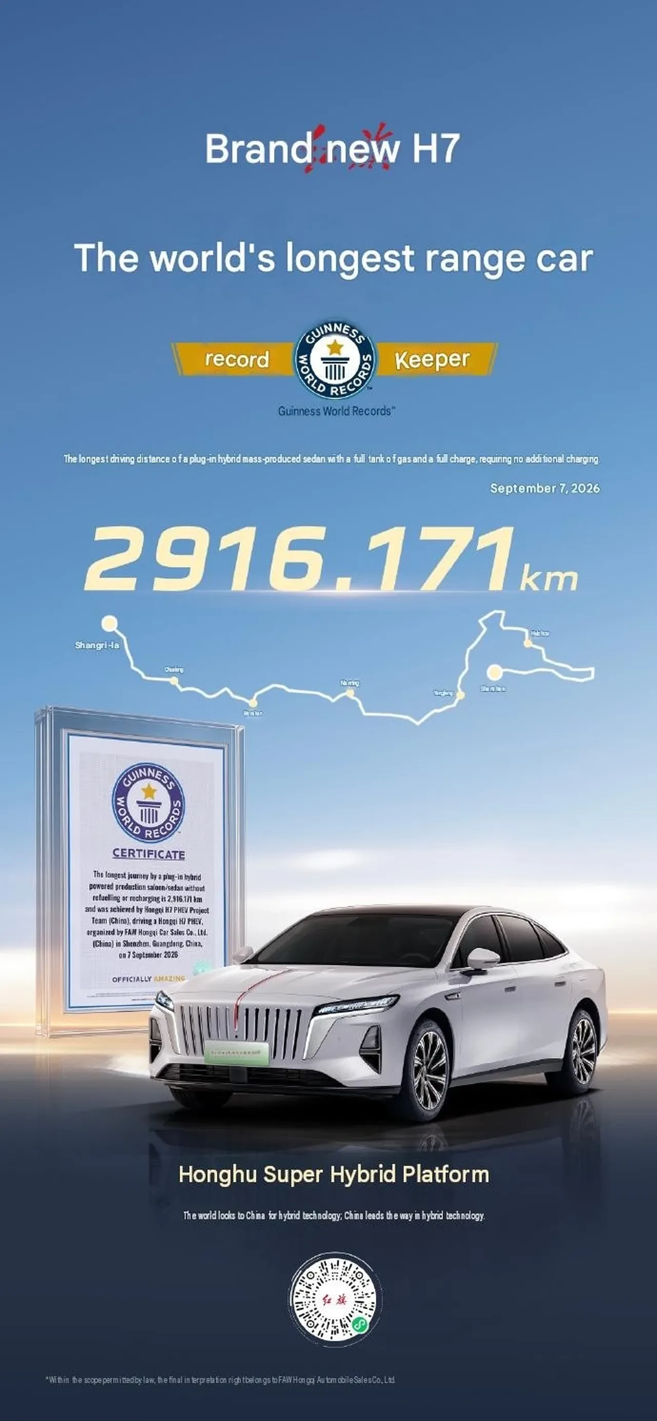 Benzin almadan 2 bin 916 kilometre gitti: Çinli sedan menzil rekoru kırdı