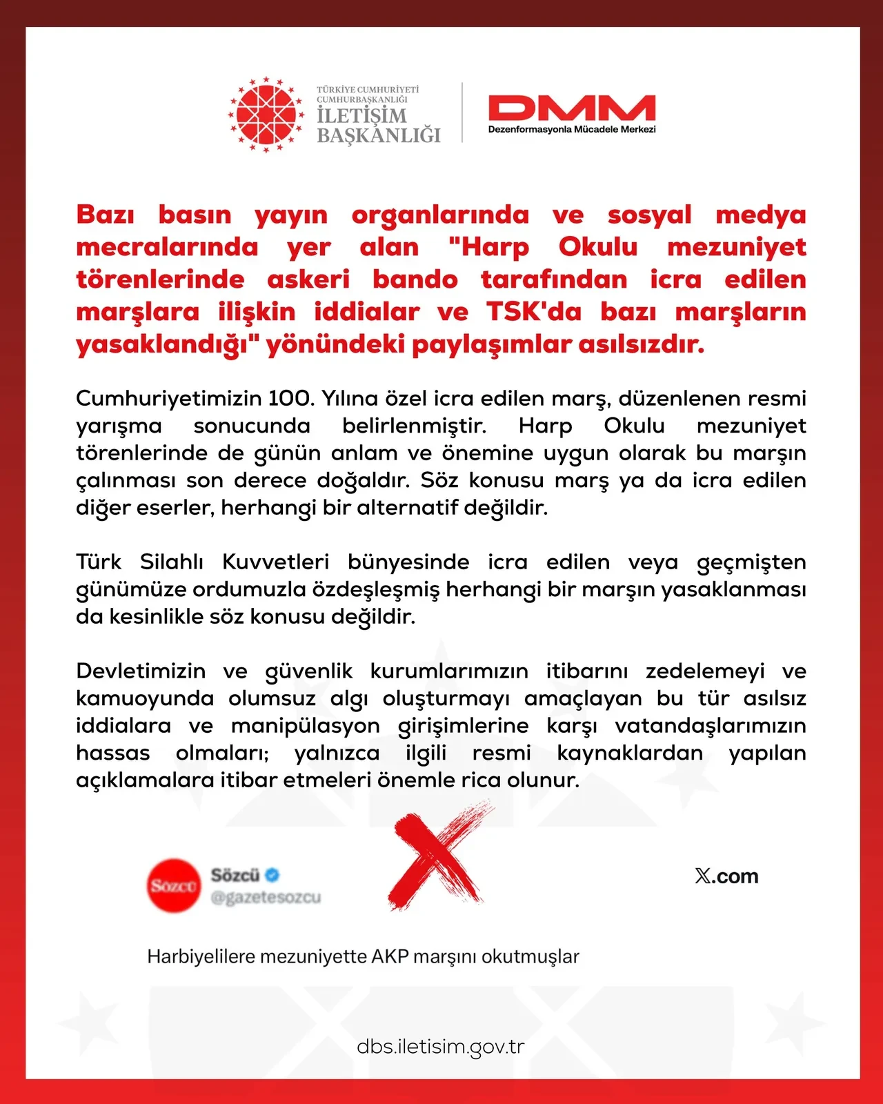 DMM'den 'TSK'da marş yasağı' iddialarına ilişkin açıklama
