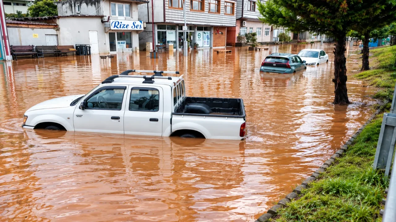 Şiddetli yağış Rize ve Trabzon'u vurdu: Cadde ve sokaklar suya gömüldü