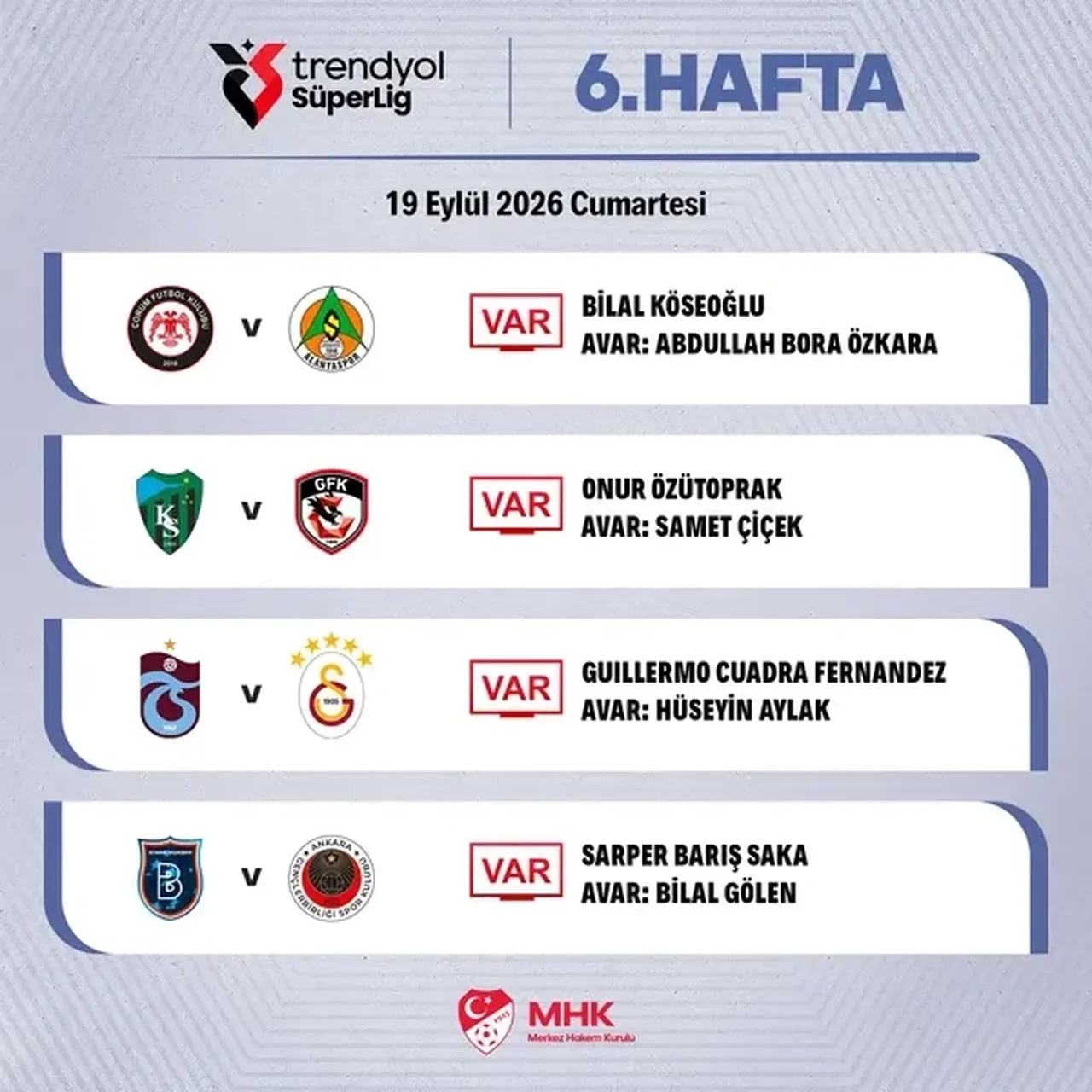 Trabzonspor - Galatasaray derbisinin VAR hakemi açıklandı!