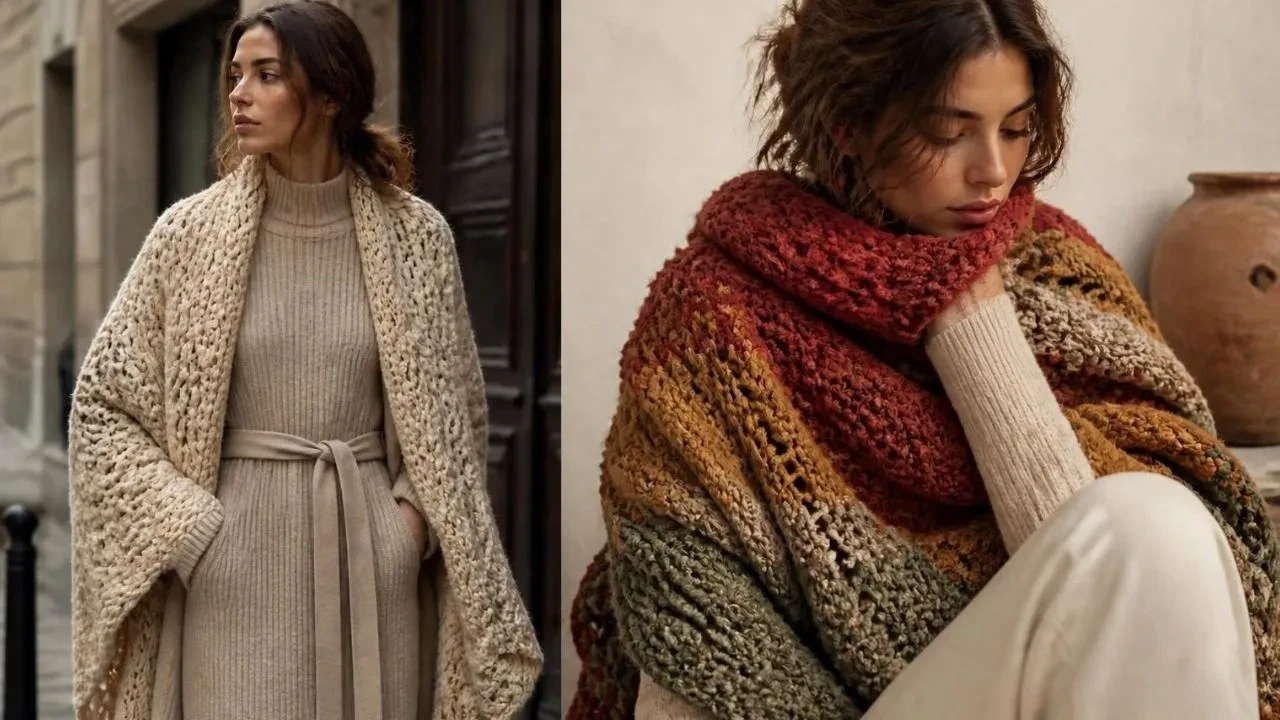 Anneannelerin örgü şalı geri döndü! 2026'nın gözde modelleri