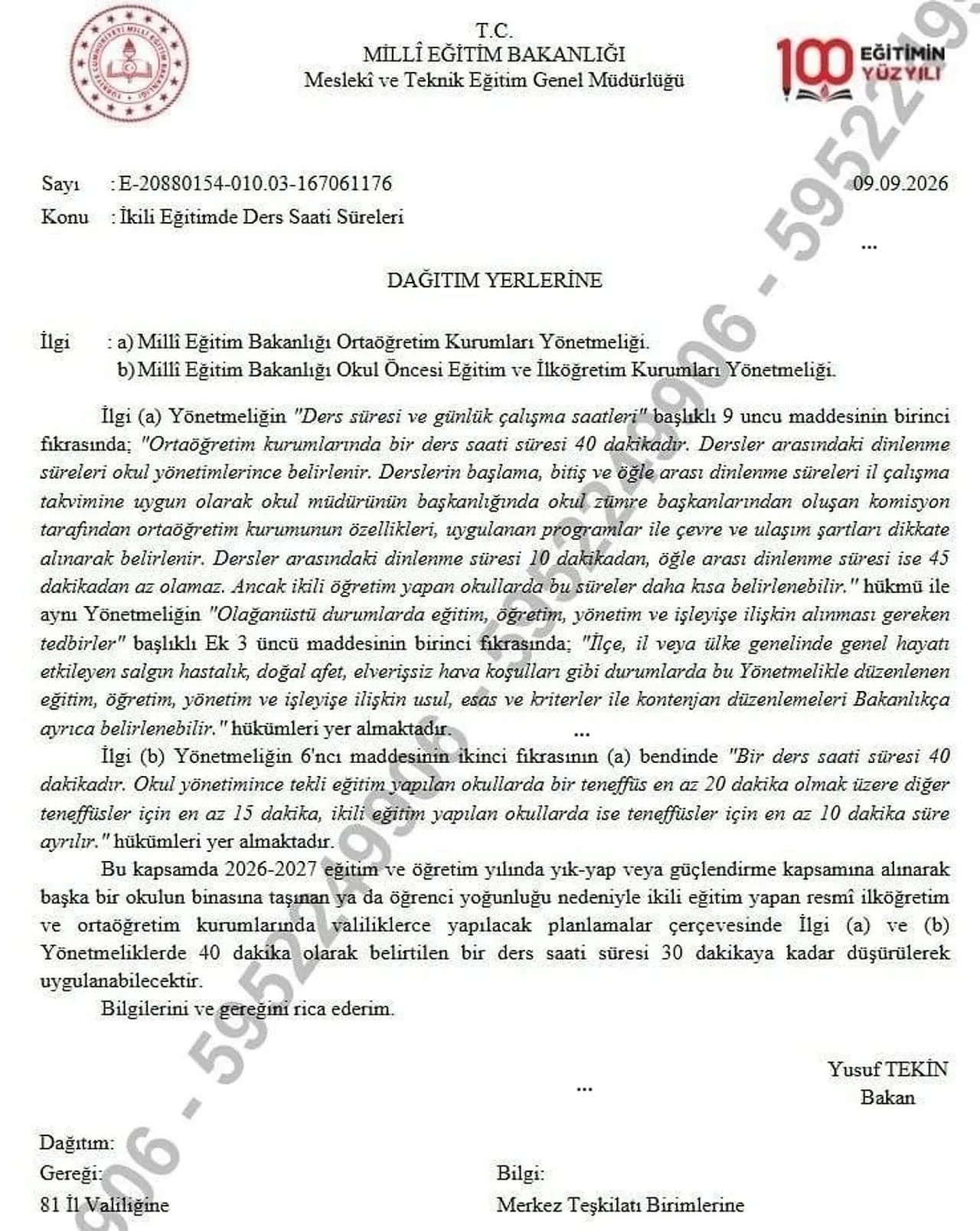 MEB’den okullarda ders saatlerine yeni düzenleme: 40 dakikalık dersler 30 dakikaya düşebilecek
