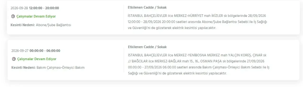 İstanbul elektrik kesintisi 26-27-28 Eylül! Hangi ilçelerde elektrikler kesilecek, ne zaman gelecek? Sokak sokak kesinti yaşanacak ilçeler