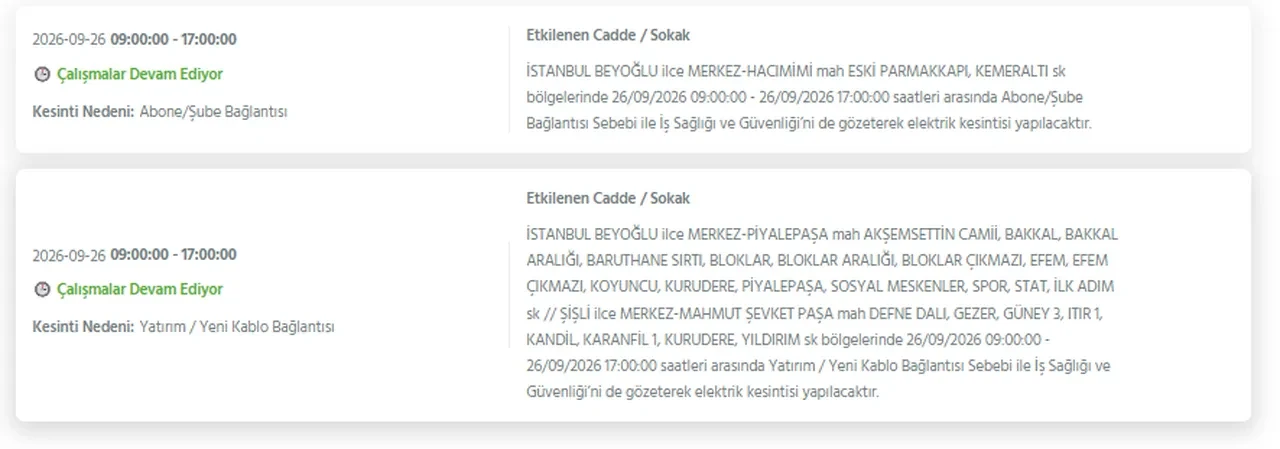 İstanbul elektrik kesintisi 26-27-28 Eylül! Hangi ilçelerde elektrikler kesilecek, ne zaman gelecek? Sokak sokak kesinti yaşanacak ilçeler