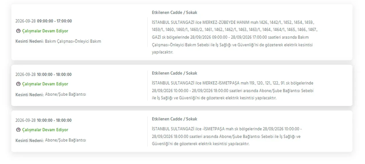 İstanbul elektrik kesintisi 26-27-28 Eylül! Hangi ilçelerde elektrikler kesilecek, ne zaman gelecek? Sokak sokak kesinti yaşanacak ilçeler