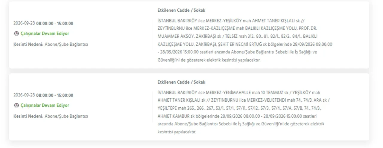İstanbul elektrik kesintisi 26-27-28 Eylül! Hangi ilçelerde elektrikler kesilecek, ne zaman gelecek? Sokak sokak kesinti yaşanacak ilçeler