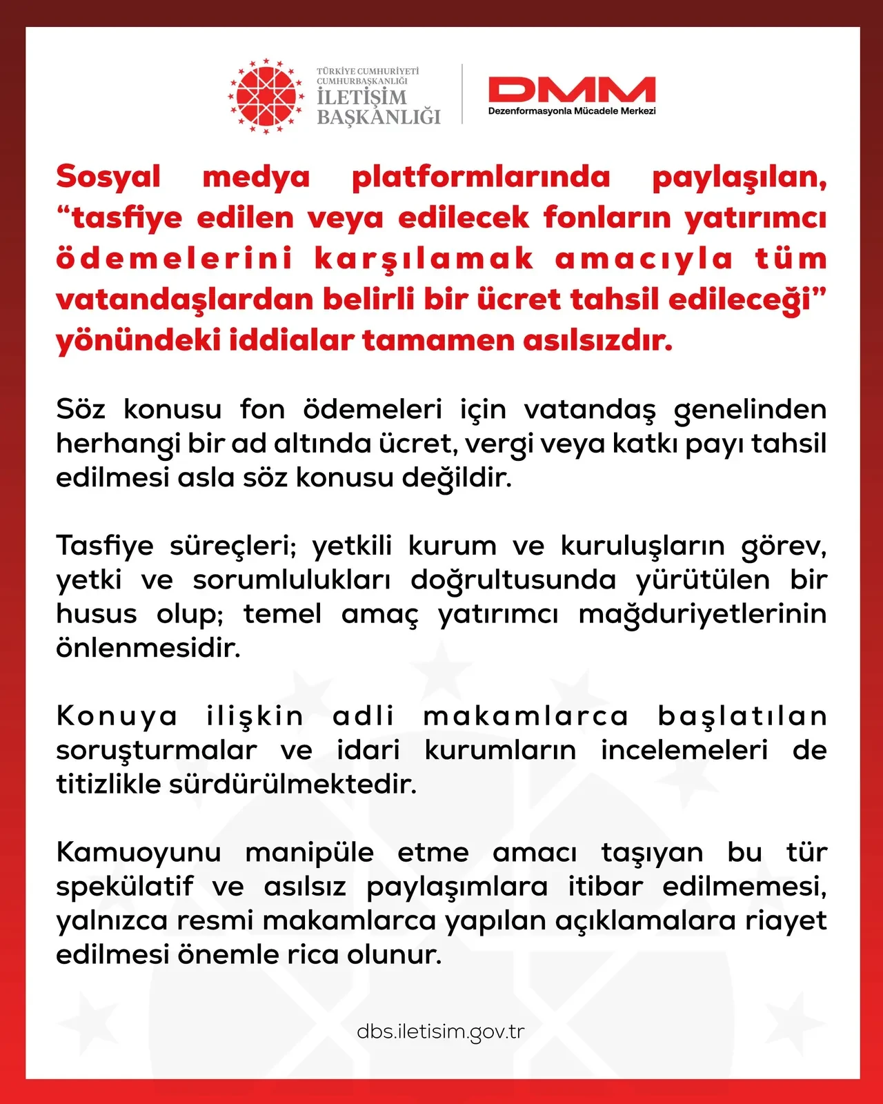 'Tasfiye edilen fonlar için ücret tahsil edilecek' iddiası: DMM'den açıklama geldi