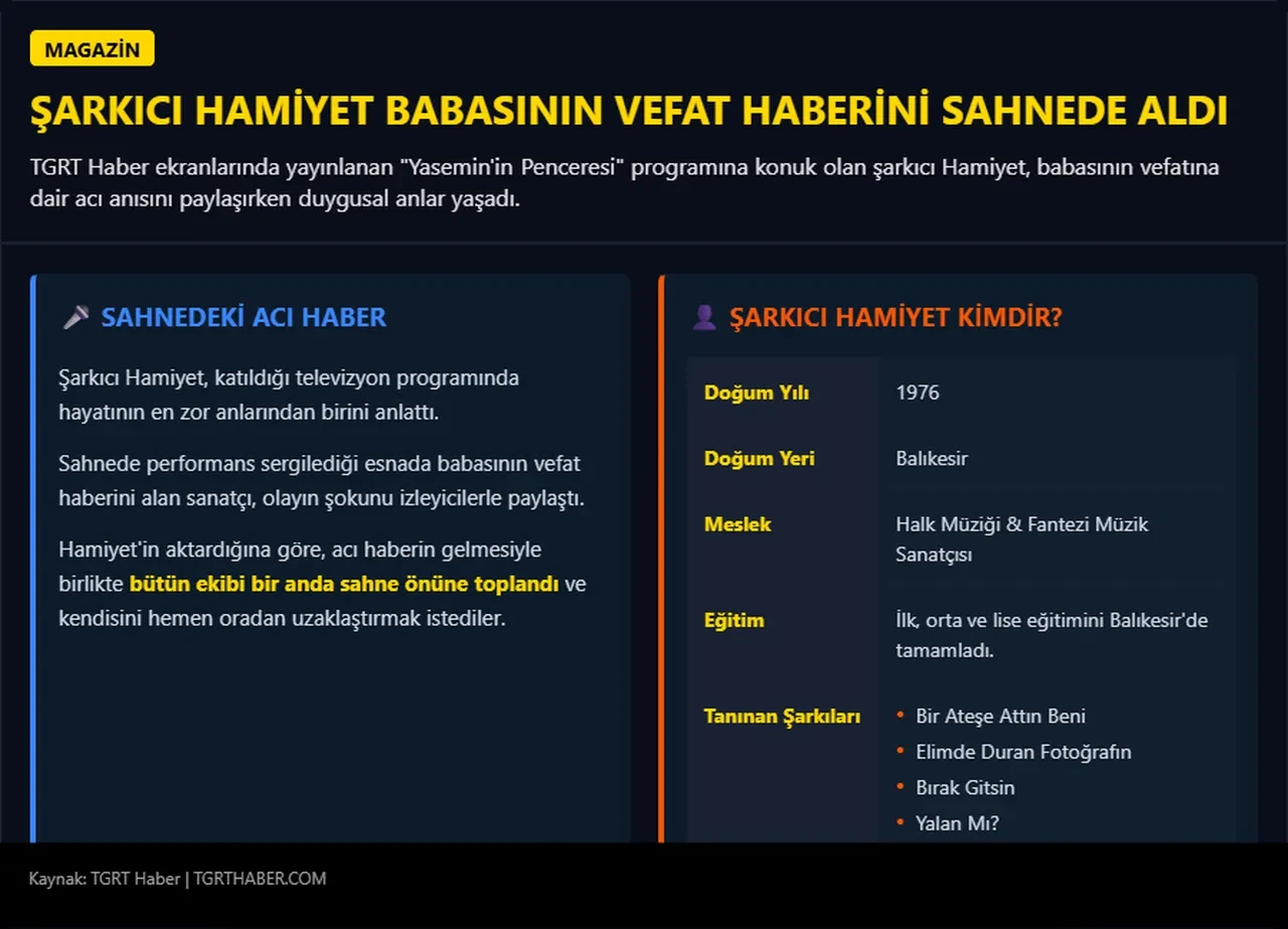 Şarkıcı Hamiyet babasının vefat haberini sahnede nasıl aldığını anlattı