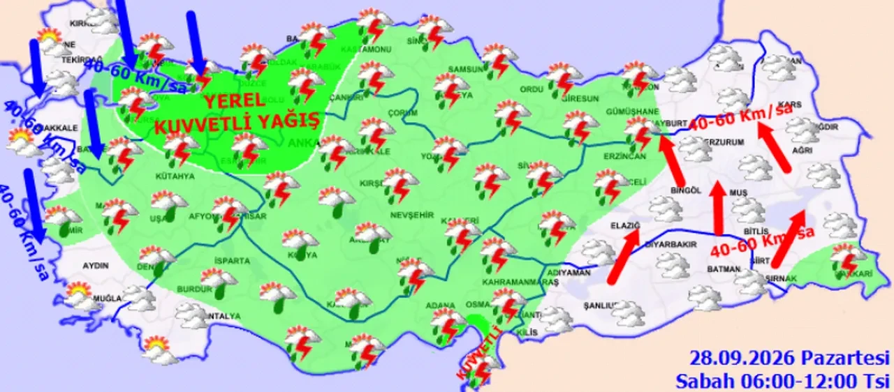 28 Eylül 2026 hava durumu | Sıcaklıklar düşüyor, birçok bölgede kuvvetli yağış ve fırtına bekleniyor!