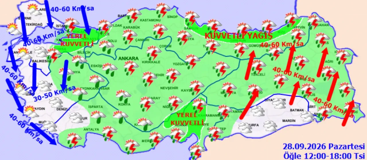 28 Eylül 2026 hava durumu | Sıcaklıklar düşüyor, birçok bölgede kuvvetli yağış ve fırtına bekleniyor!