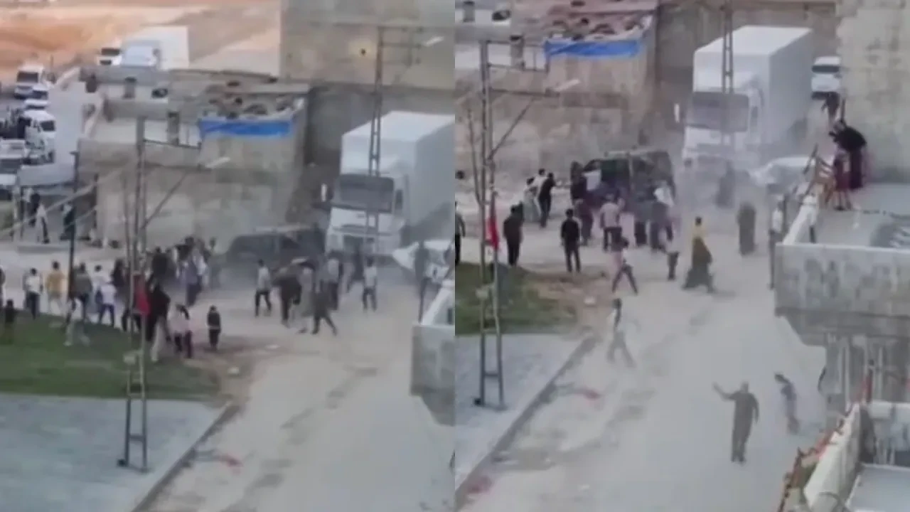 Gaziantep'te iki aile birbirine girdi: Araçla kalabalığa daldığı anlar kamerada