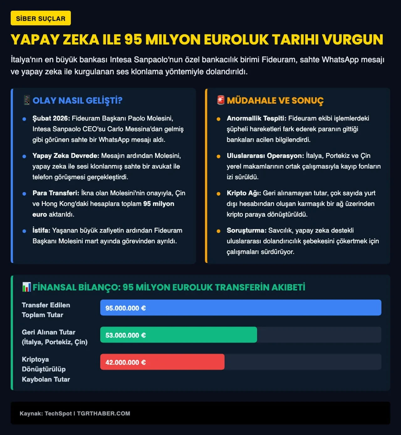 Yapay zeka ile 95 milyon euroluk vurgun: Banka yöneticisini sahte WhatsApp mesajıyla kandırdılar