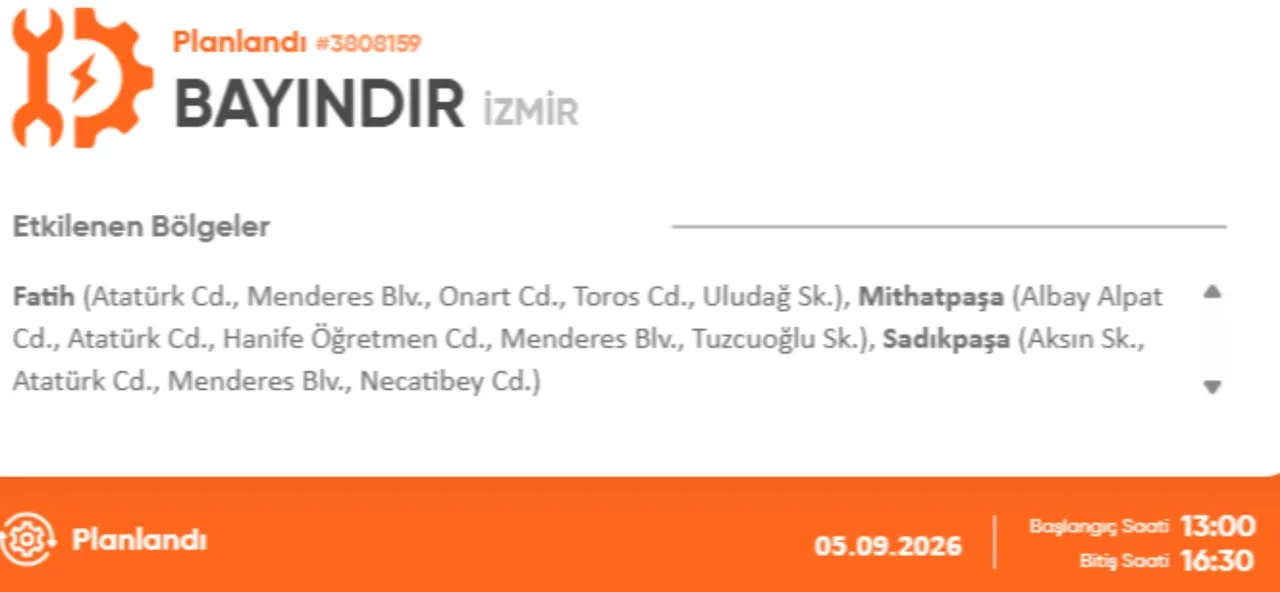 İzmir 4-5 Eylül elektrik kesintisi 2026! Elektrik kesintisi yaşanacak ilçe ve mahalleler açıklandı