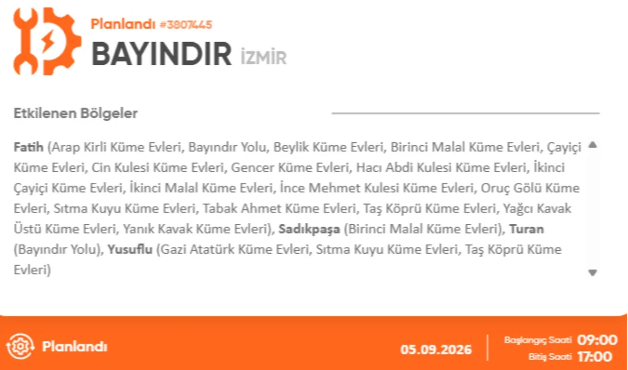 İzmir 4-5 Eylül elektrik kesintisi 2026! Elektrik kesintisi yaşanacak ilçe ve mahalleler açıklandı
