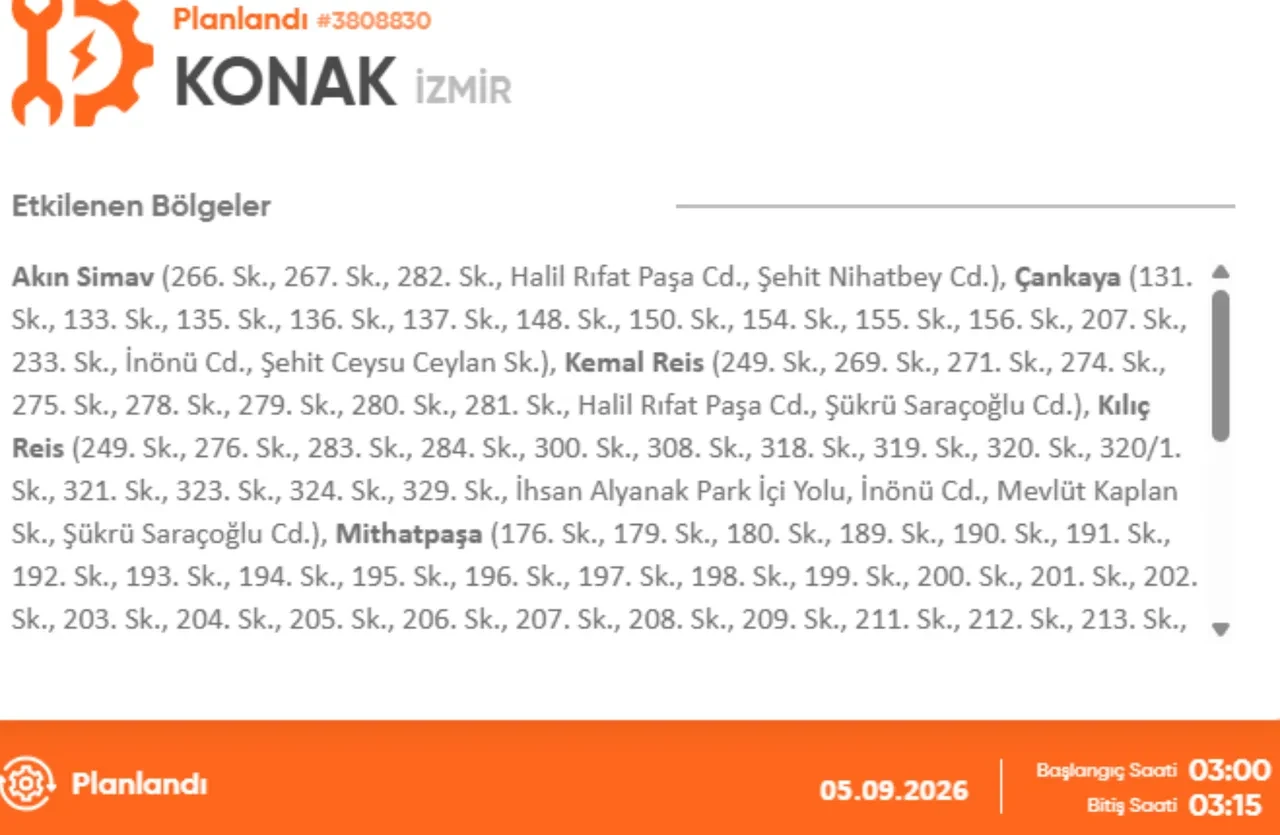 İzmir 4-5 Eylül elektrik kesintisi 2026! Elektrik kesintisi yaşanacak ilçe ve mahalleler açıklandı