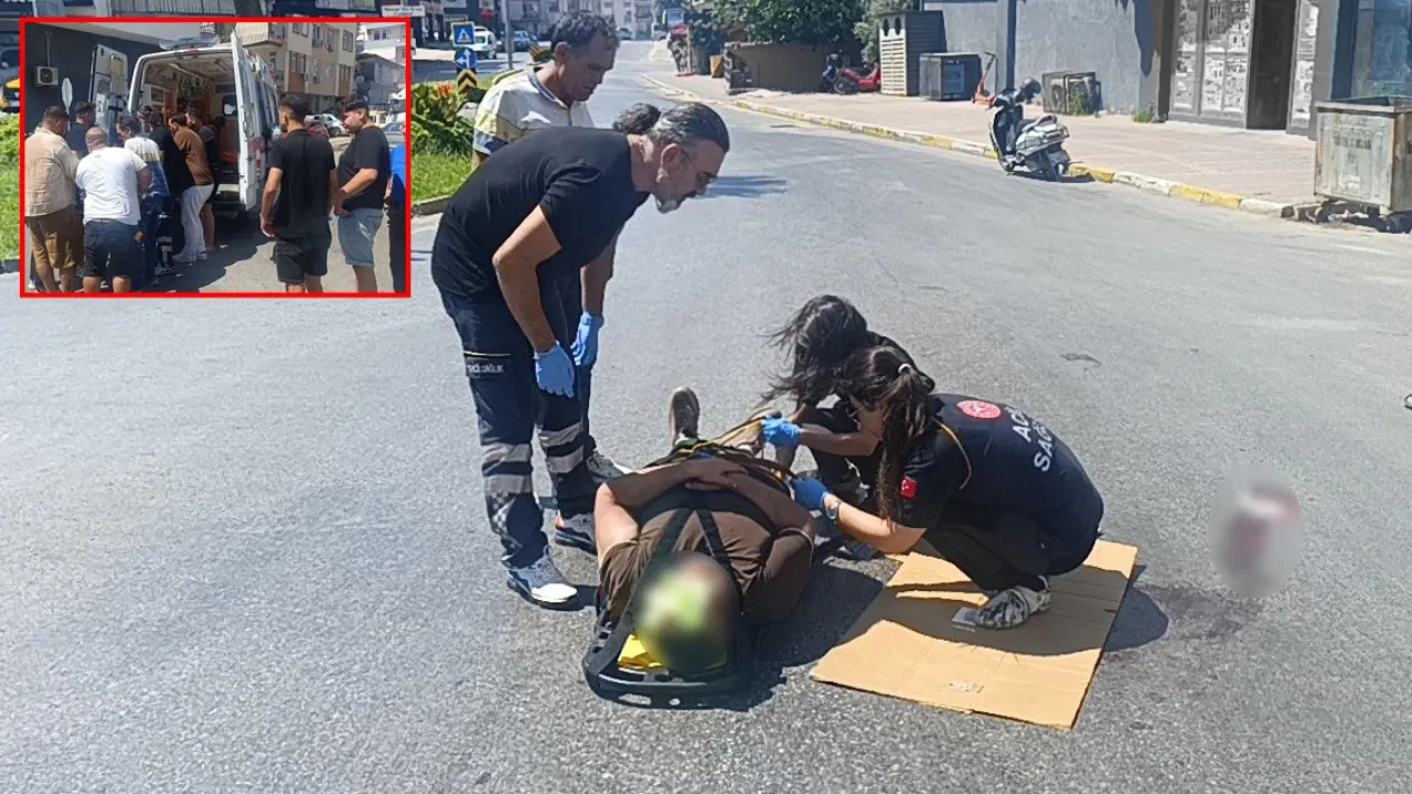 Levhayı önemsemedi az ileride kaza yaptı! Oğluyla beraber yola savruldular