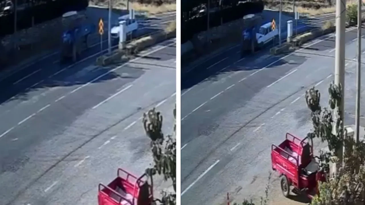 Bir anlık manevra kazayı beraberinde getirdi! Sola dönmek isterken traktöre çarptı: O anlar kamerada