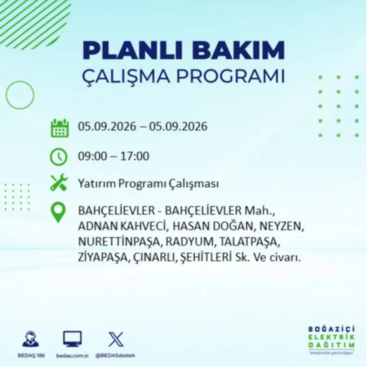 BEDAŞ saat verdi: İstanbul'da elektrik kesintisi yaşanacak! 5 Eylül'de hangi ilçelerde elektrik kesintisi yaşanacak? Kesinti kaç saat sürecek?