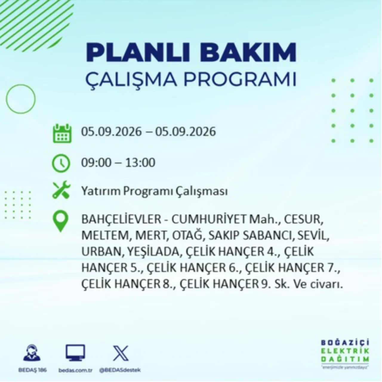 BEDAŞ saat verdi: İstanbul'da elektrik kesintisi yaşanacak! 5 Eylül'de hangi ilçelerde elektrik kesintisi yaşanacak? Kesinti kaç saat sürecek?