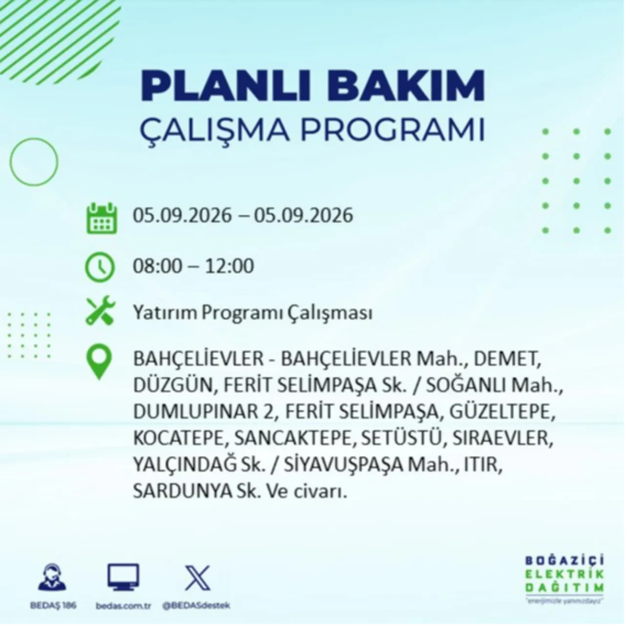 BEDAŞ saat verdi: İstanbul'da elektrik kesintisi yaşanacak! 5 Eylül'de hangi ilçelerde elektrik kesintisi yaşanacak? Kesinti kaç saat sürecek?