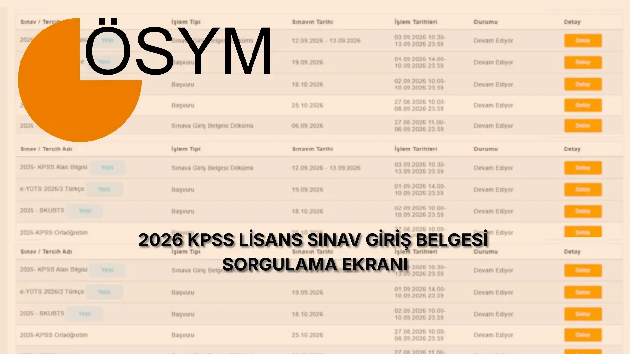 KPSS Lisans sınavı 2026 ne zaman, saat kaçta? KPSS Alan Bilgisi sınav giriş belgesi sorgulama ekranı...