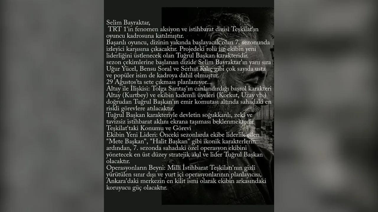 Teşkilat’ın yeni başkanı Selim Bayraktar iddiası! Teşkilat’ın yeni sezon başkanı kim?