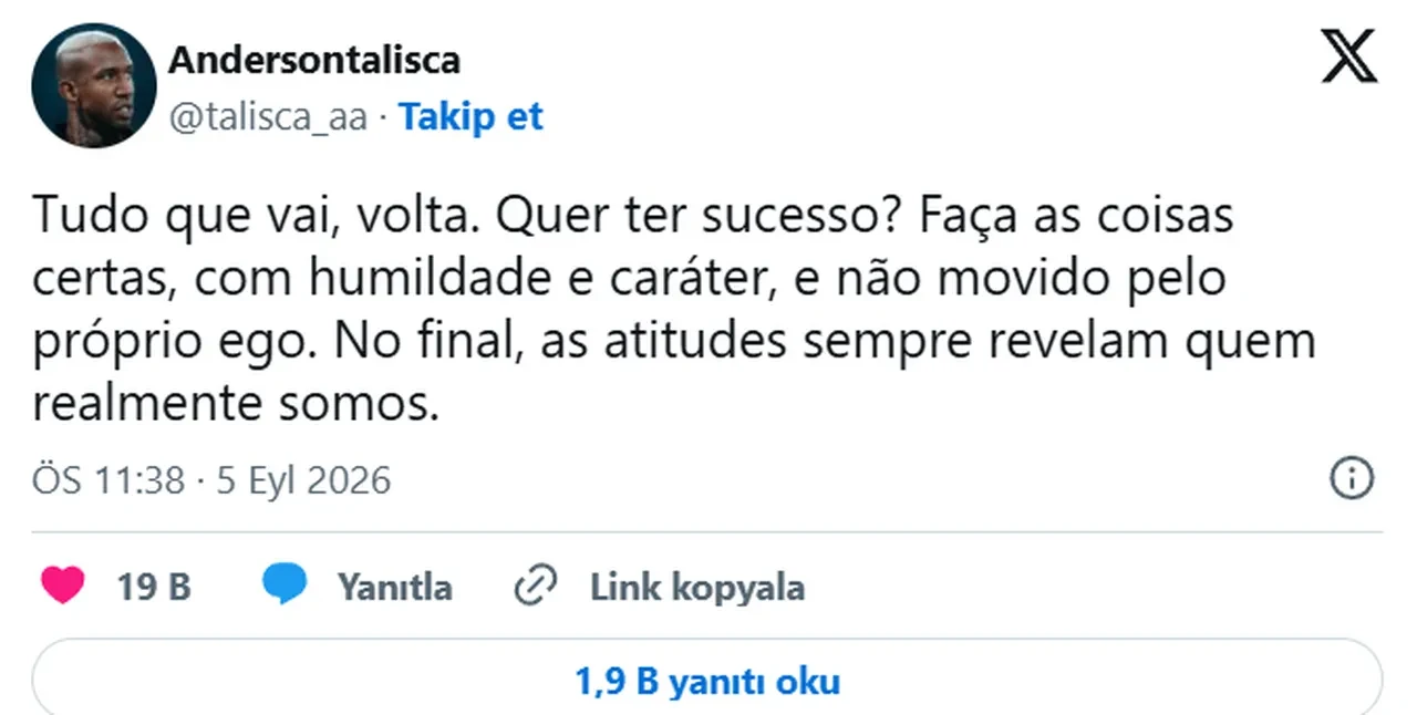 Fenerbahçe'den ayrılan Talisca'dan derbi sonrası olay paylaşım