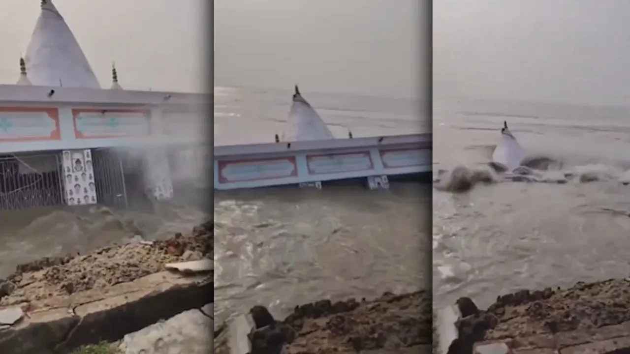Tarihi tapınak Ganj Nehri sularına böyle gömüldü