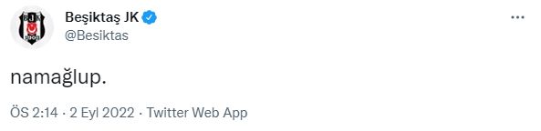 <p>Beşiktaş, 'Namağlup' kelimesini kullandı.</p>