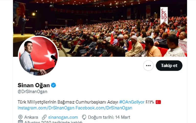 <p>Oğan, Twitter profiline 