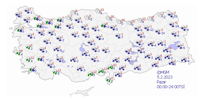 <p>Meteoroloji'inin paylaştığı haritada İstanbul'da kar yağışı Pazar günü devam edecek. Pazartesi günü ise gökyüzü açık. </p>