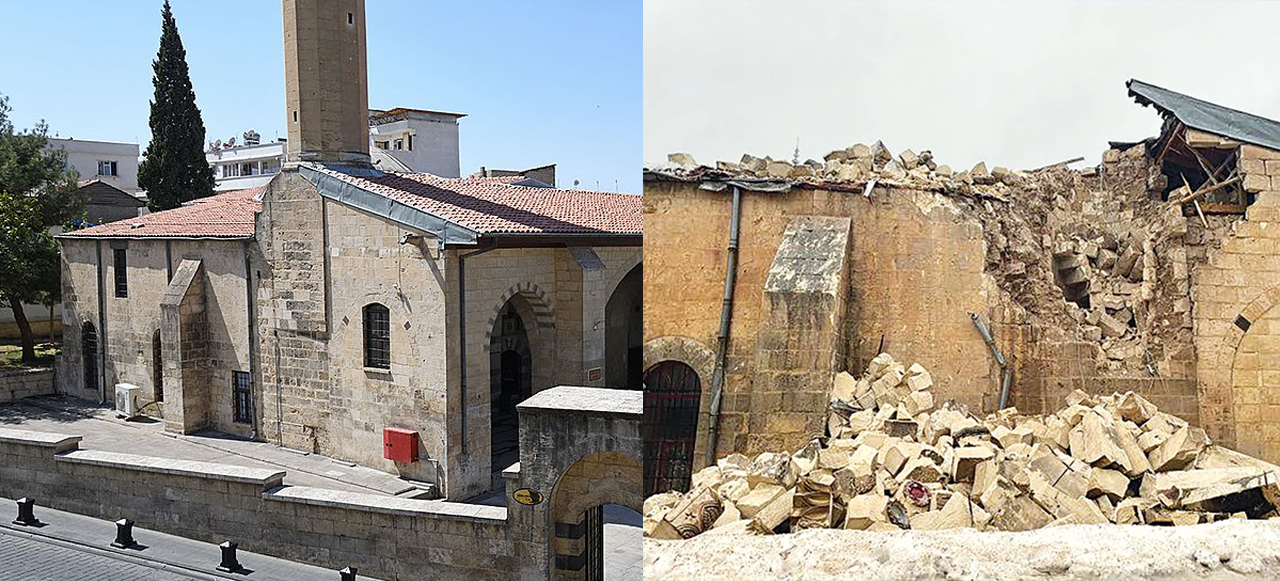 <h3>6. GAZİANTEP ŞİRVANİ CAMİİ</h3><p>Gaziantep Kalesi'nin yanında yer alan ve 17. yy'da inşa edildiği belirtilen Şirvani Camii'nin kubbesi ve doğu istikametindeki duvarı <strong><a href=