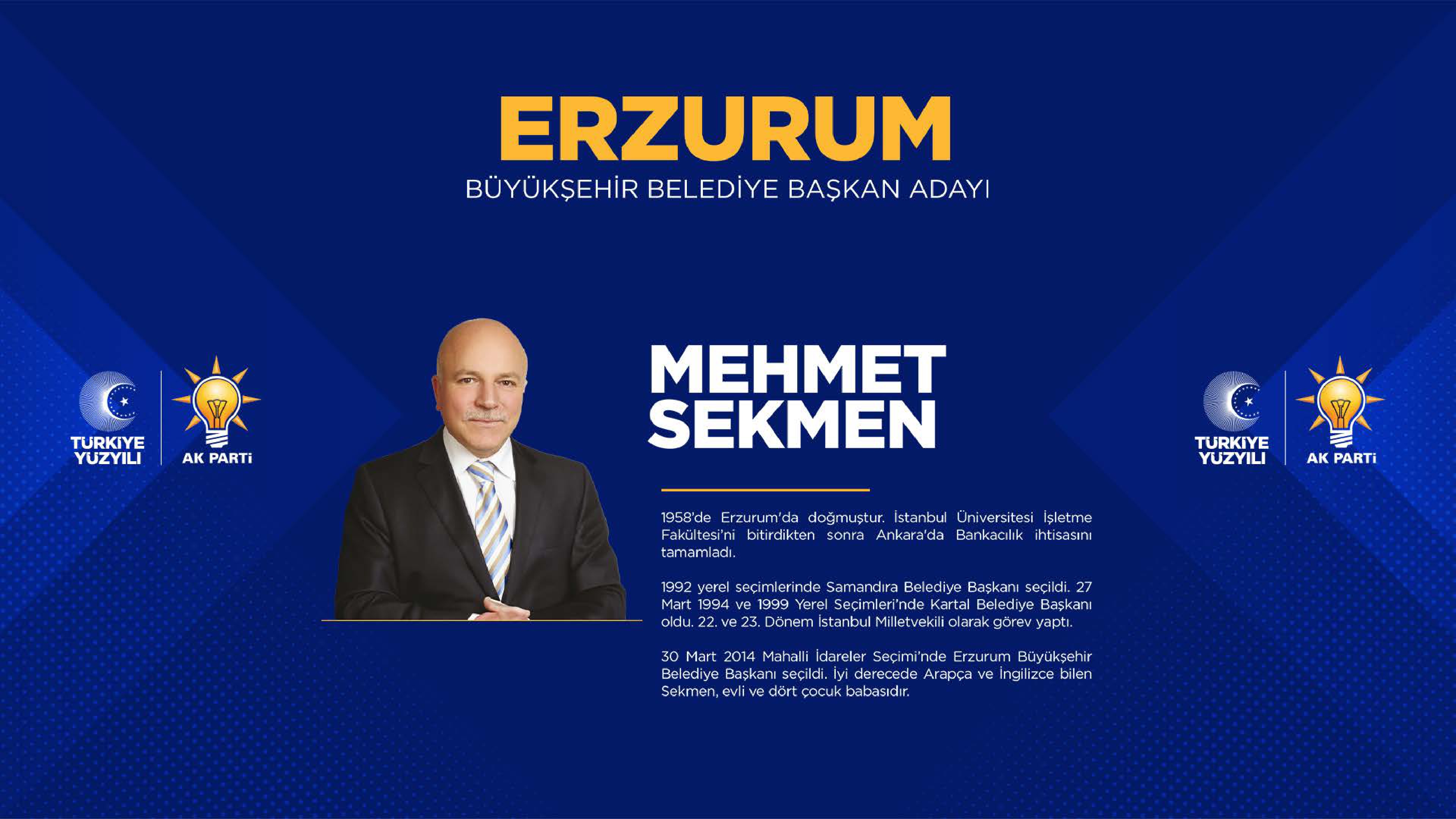 <p>Erzurum Büyükşehir Belediye Başkan adayı Mehmet Sekmen</p>