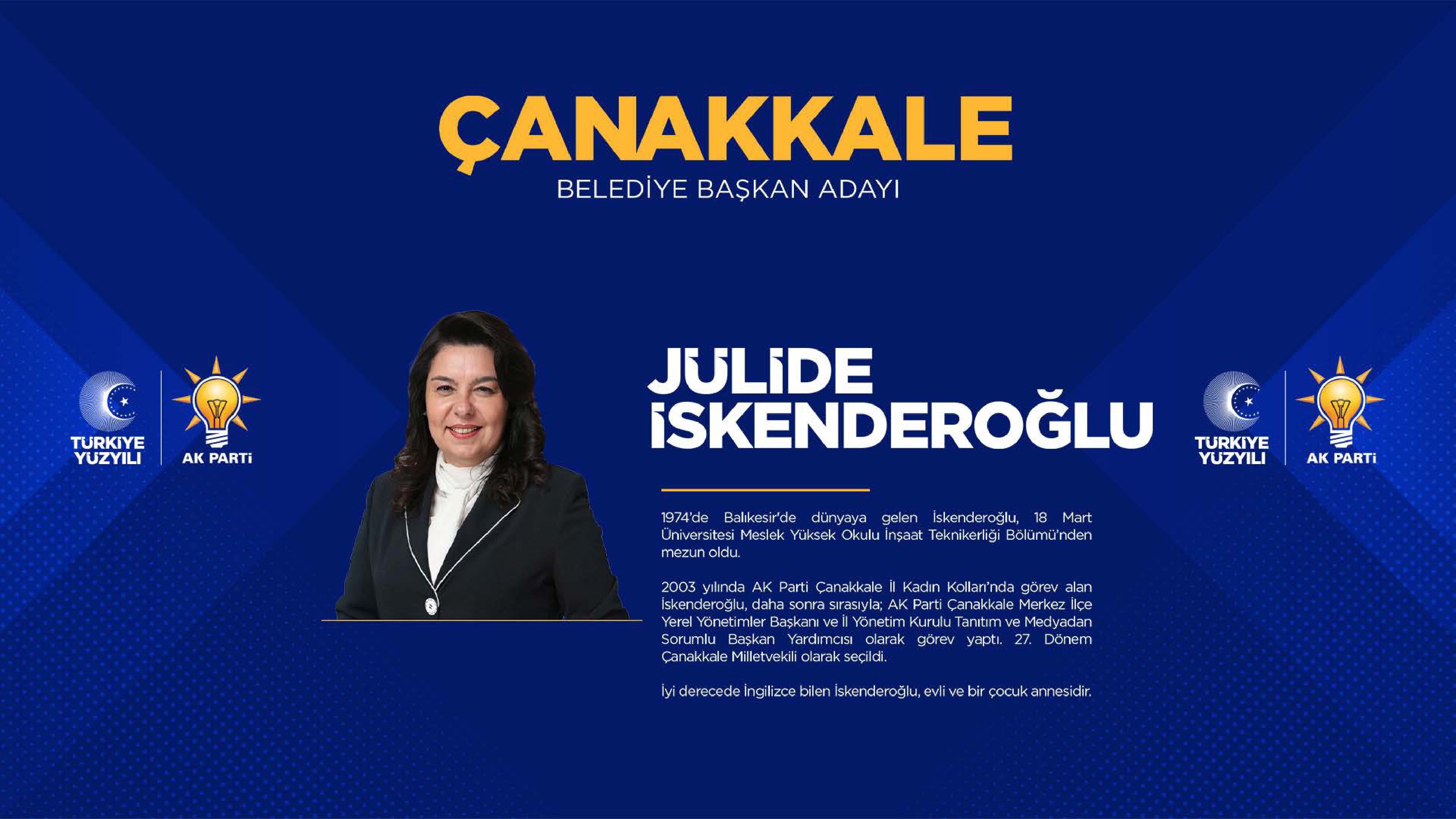 <p>Çanakkale Belediye Başkan adayı Jülide İskenderoğlu</p>