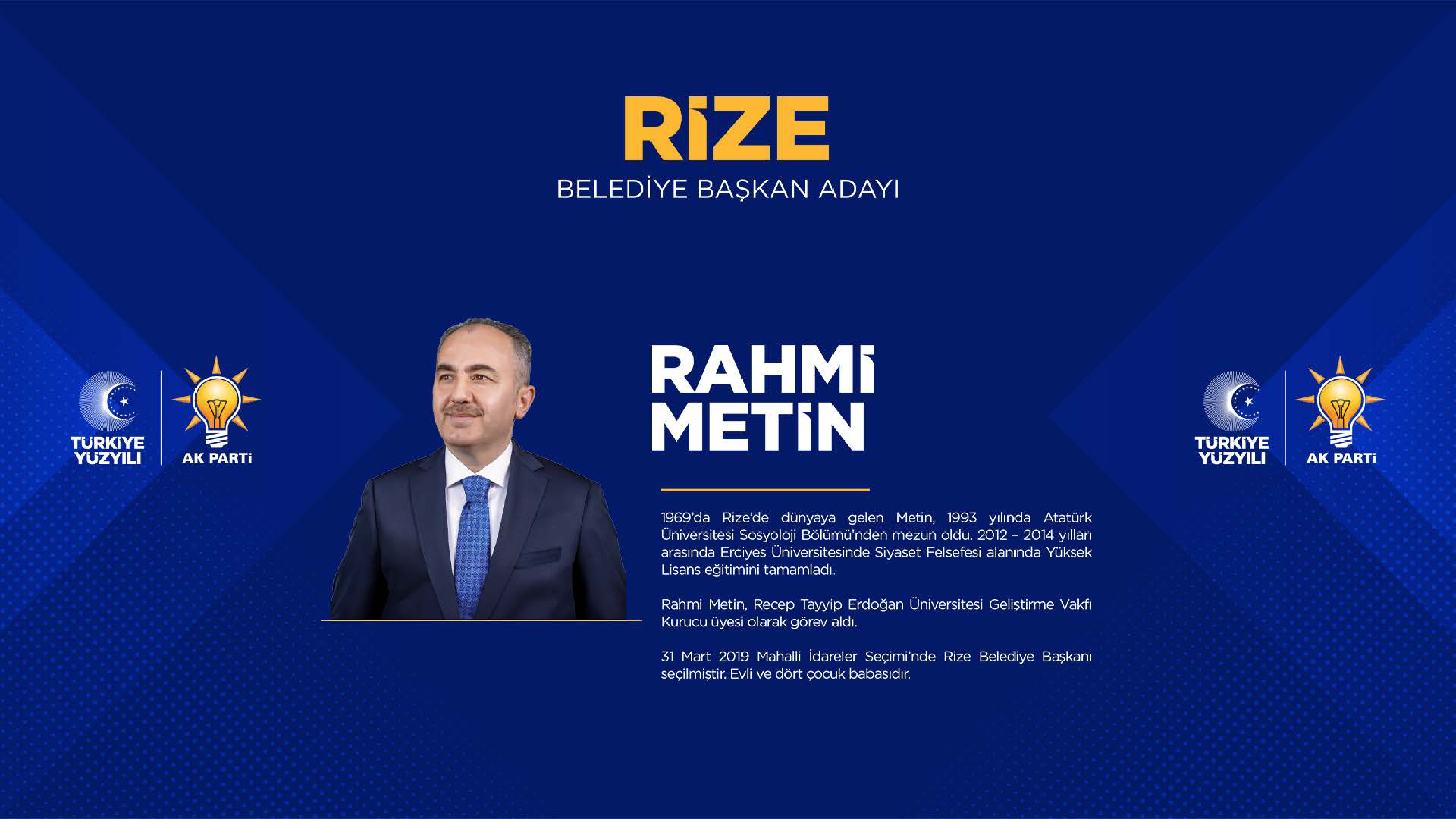<p>Rize Belediye Başkan adayı Rahmi Metin</p>