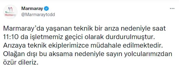 Son dakika! Marmaray seferleri geçici olarak durduruldu