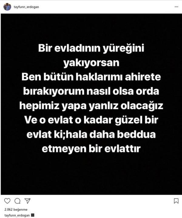 Emrah'ın oğlu Tayfun Erdoğan'dan sitemli gönderme!