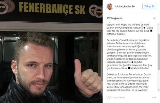 Kadlec Fenerbahçe’ye veda etti